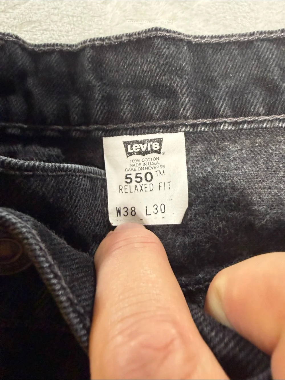 Vintage 1998 Levi’s 550 Black Jeans USA Made 38x30 Fits 36x30